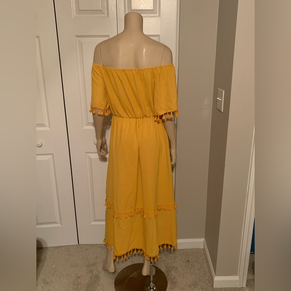 Yellow off the shoulder maxi